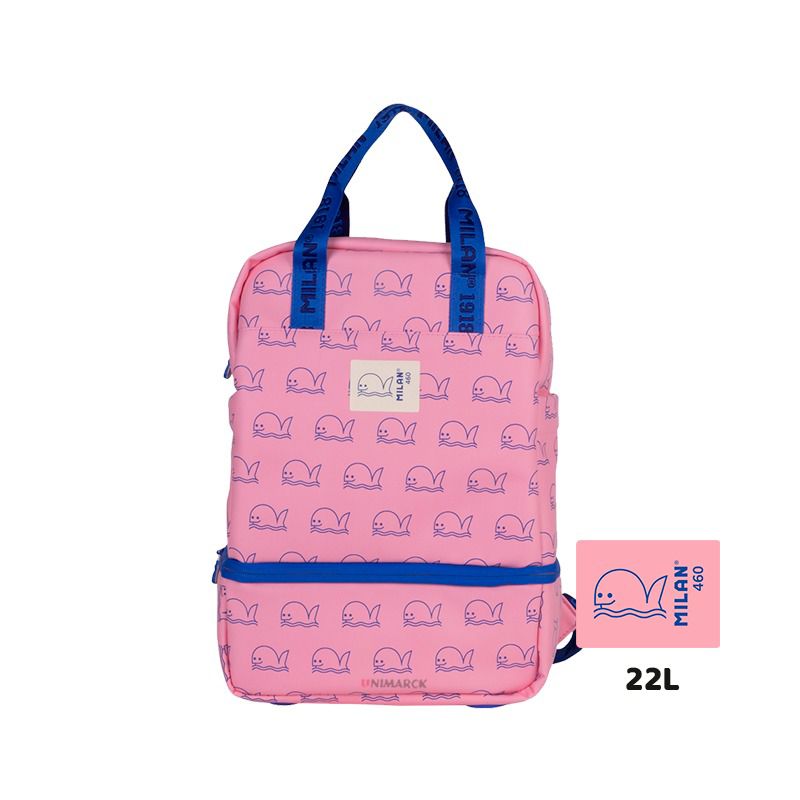 MILAN - mochila infantil con lonchera 13.5 lts rosada