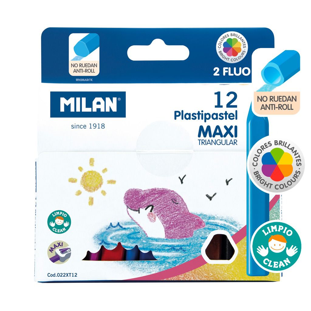 MILAN - crayones plastipastel 12 colores jumbo