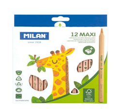 [10191] Milan - Crayon Madera Largo Hexagonal Jumbo 12 Colores 07226212FSC